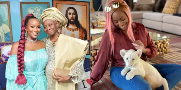 See how Dj Cuppy’s grandma, Lady Doja reacted after Cuppy told her about the new Lion pet (Video)